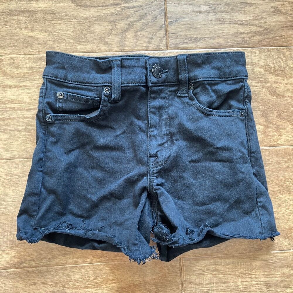 American Eagle Shorts Women's 00 Black Hi-Rise Shortie Cut-Off Denim Jean